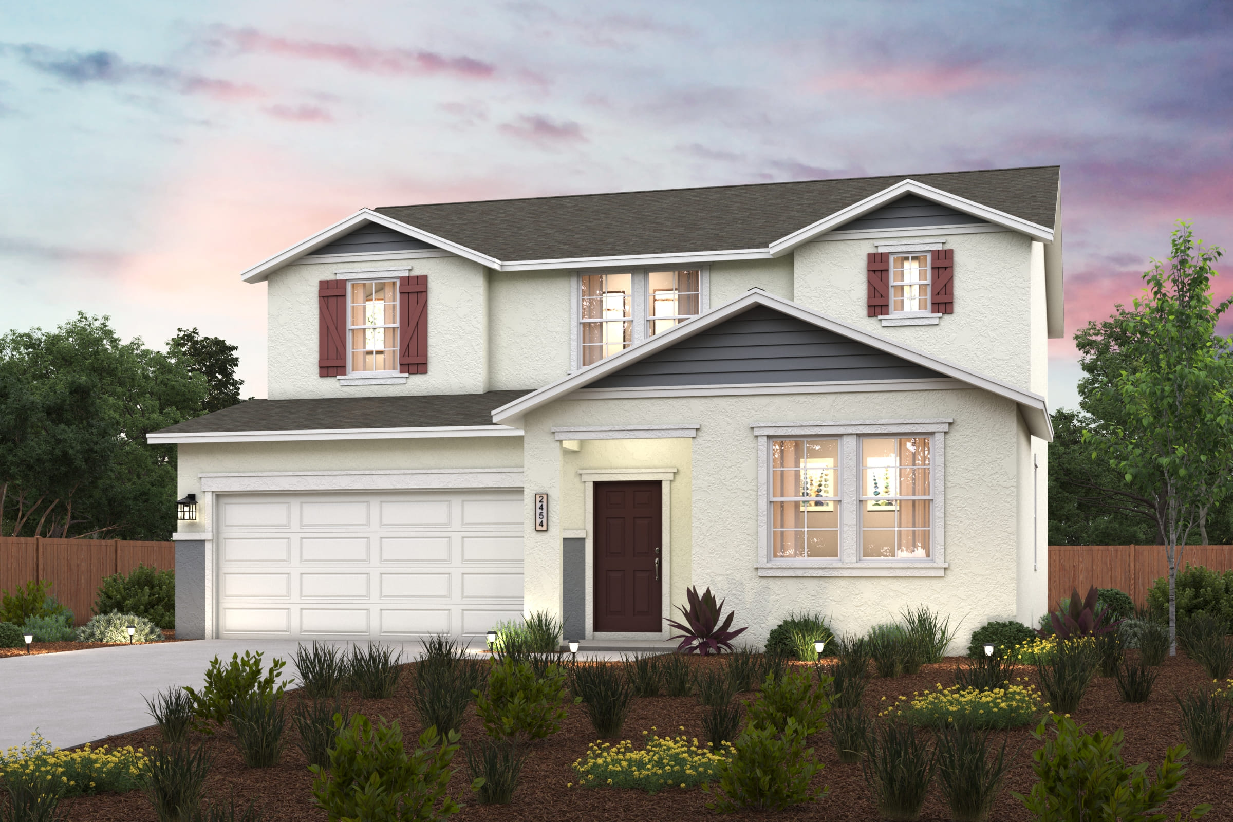 A house with a large front yard.