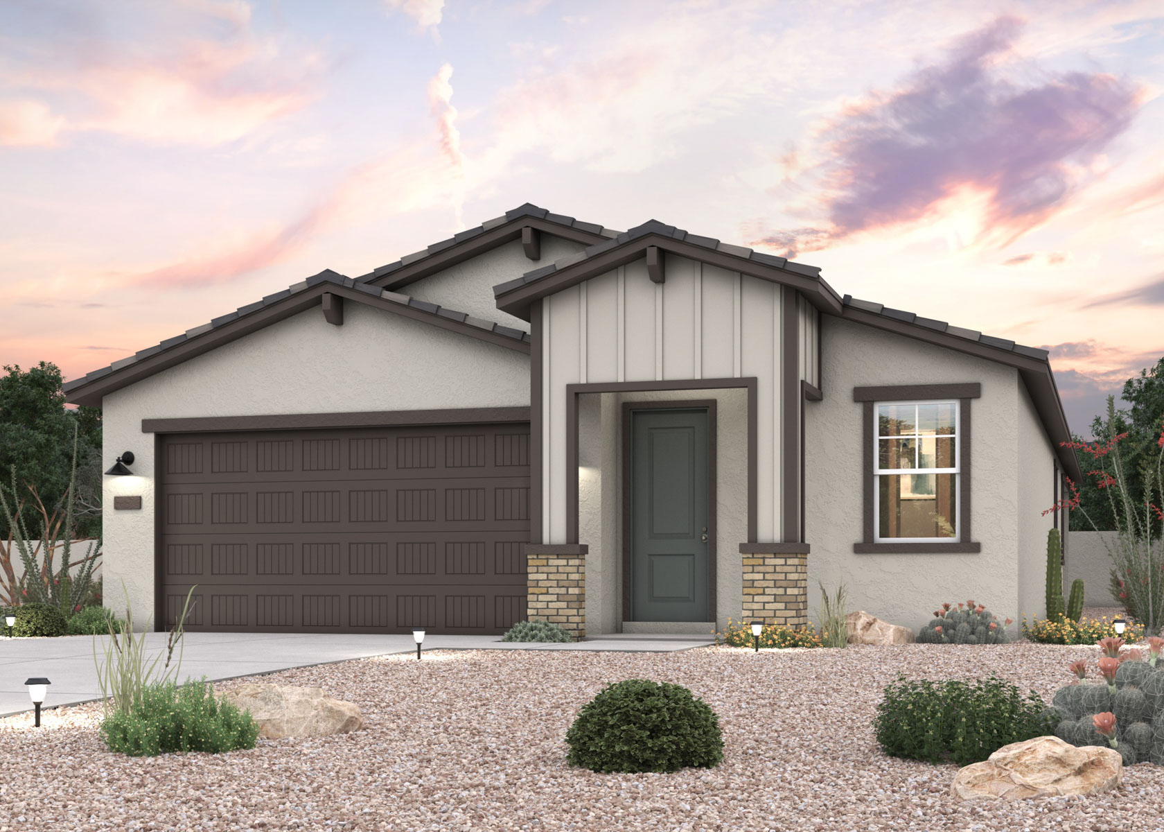 Twilight rendering of a new home for sale in Surprise, AZ by Century Communities.