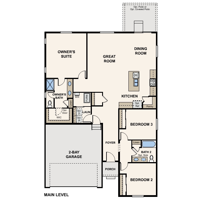 Diagram, engineering drawing. Cimarron Floorplan Main Level