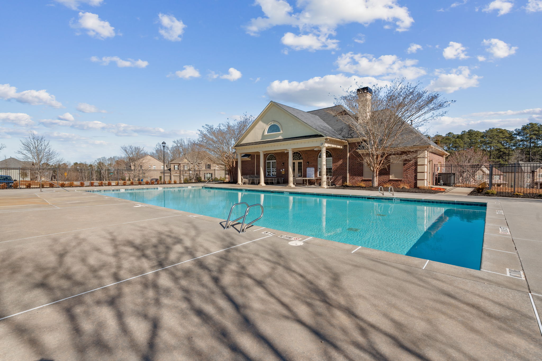 A house with a pool.