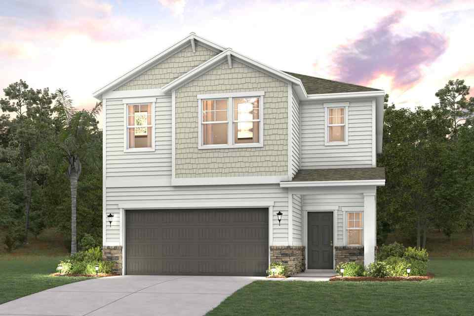 A house with a garage.