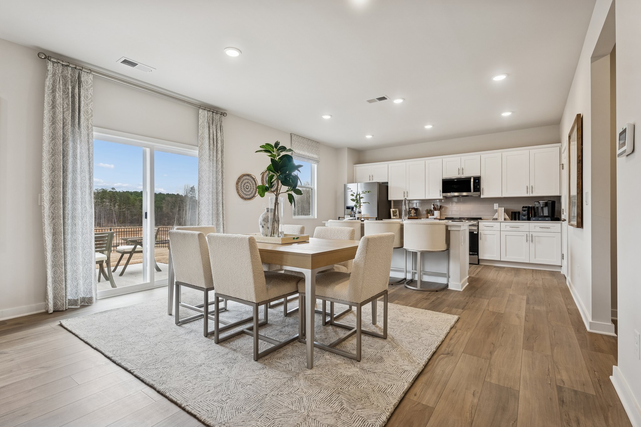 A kitchen and dining room.