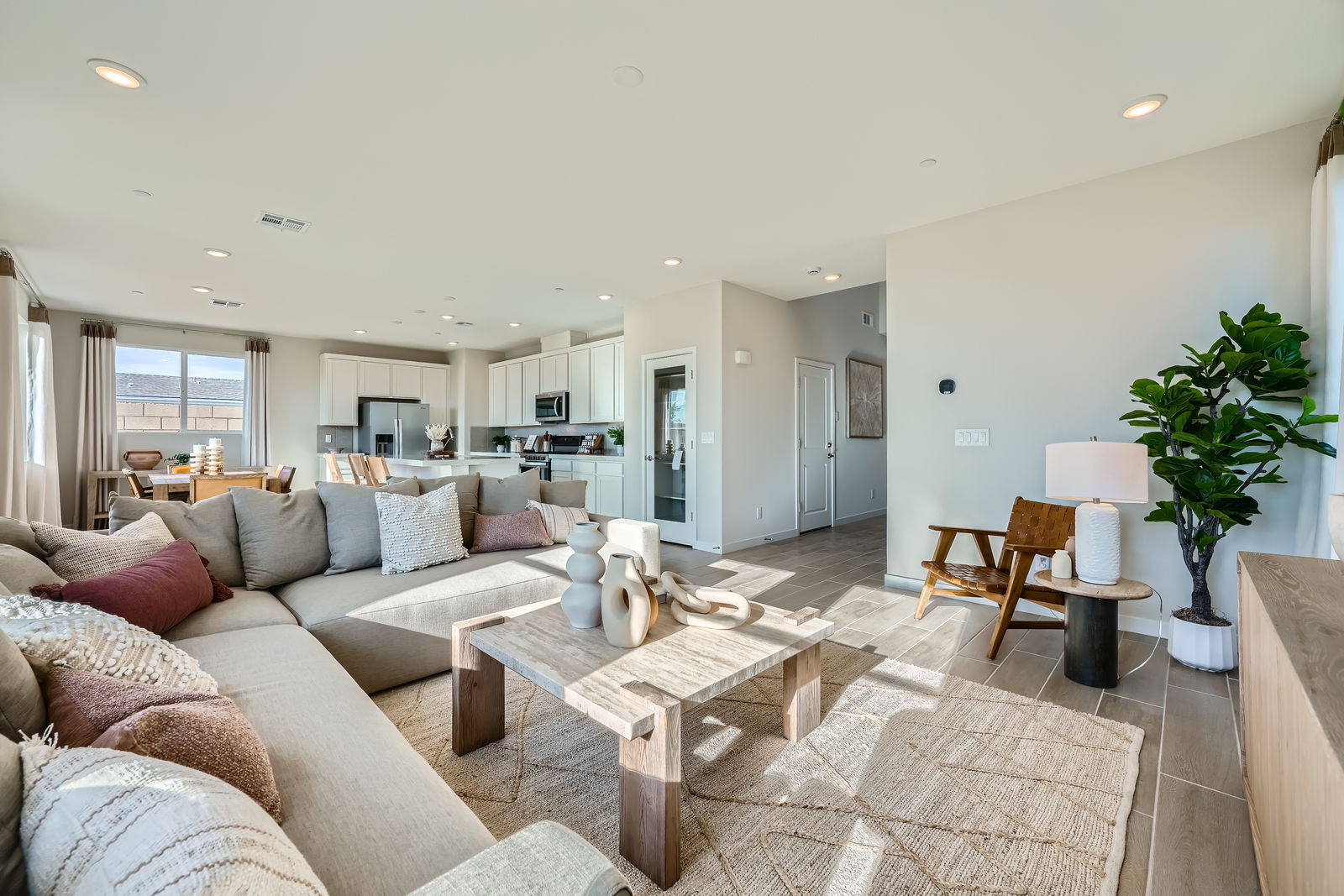 A living room with a couch and a coffee table.
