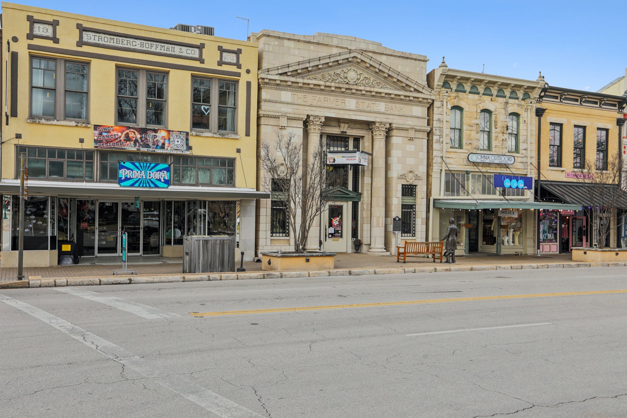 A street with buildings along it.
