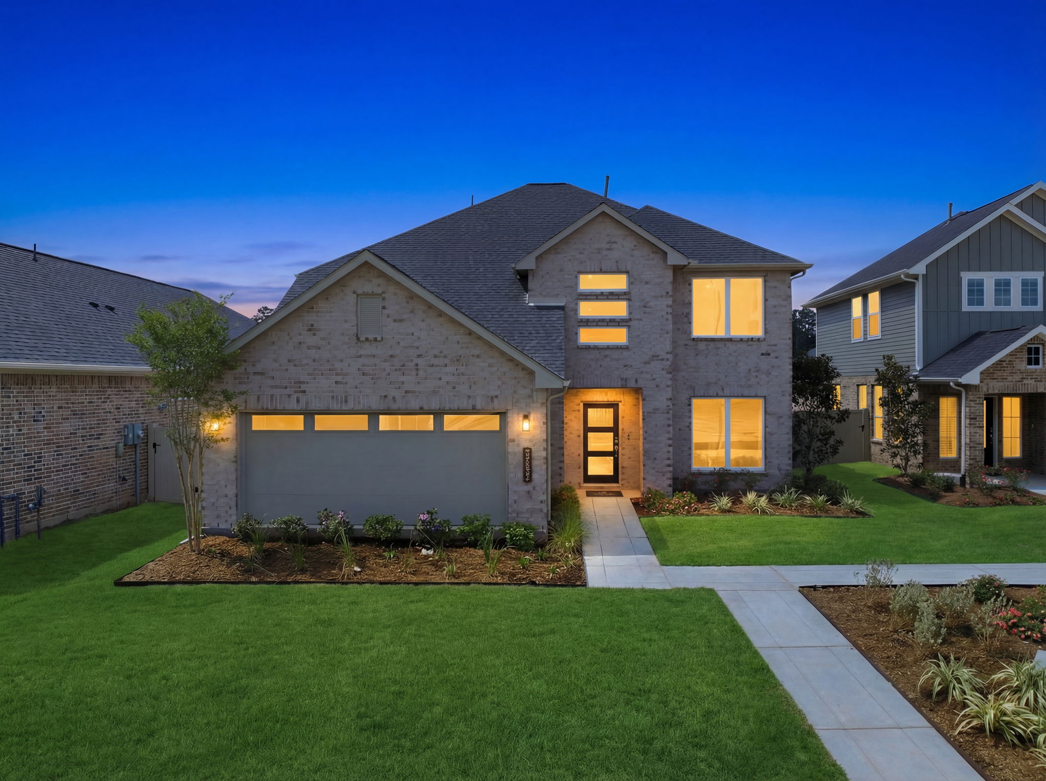 A house with a driveway.