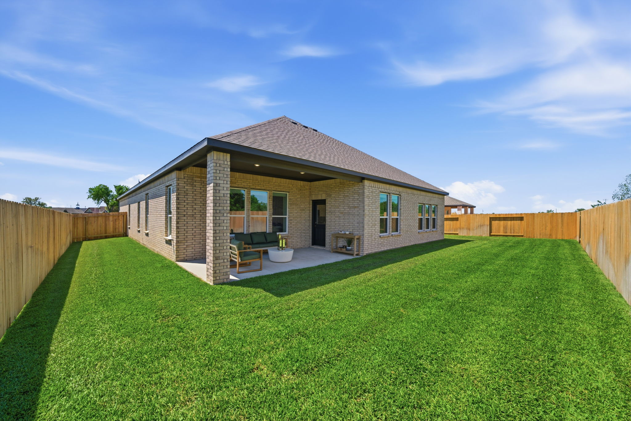 A house with a lawn.
