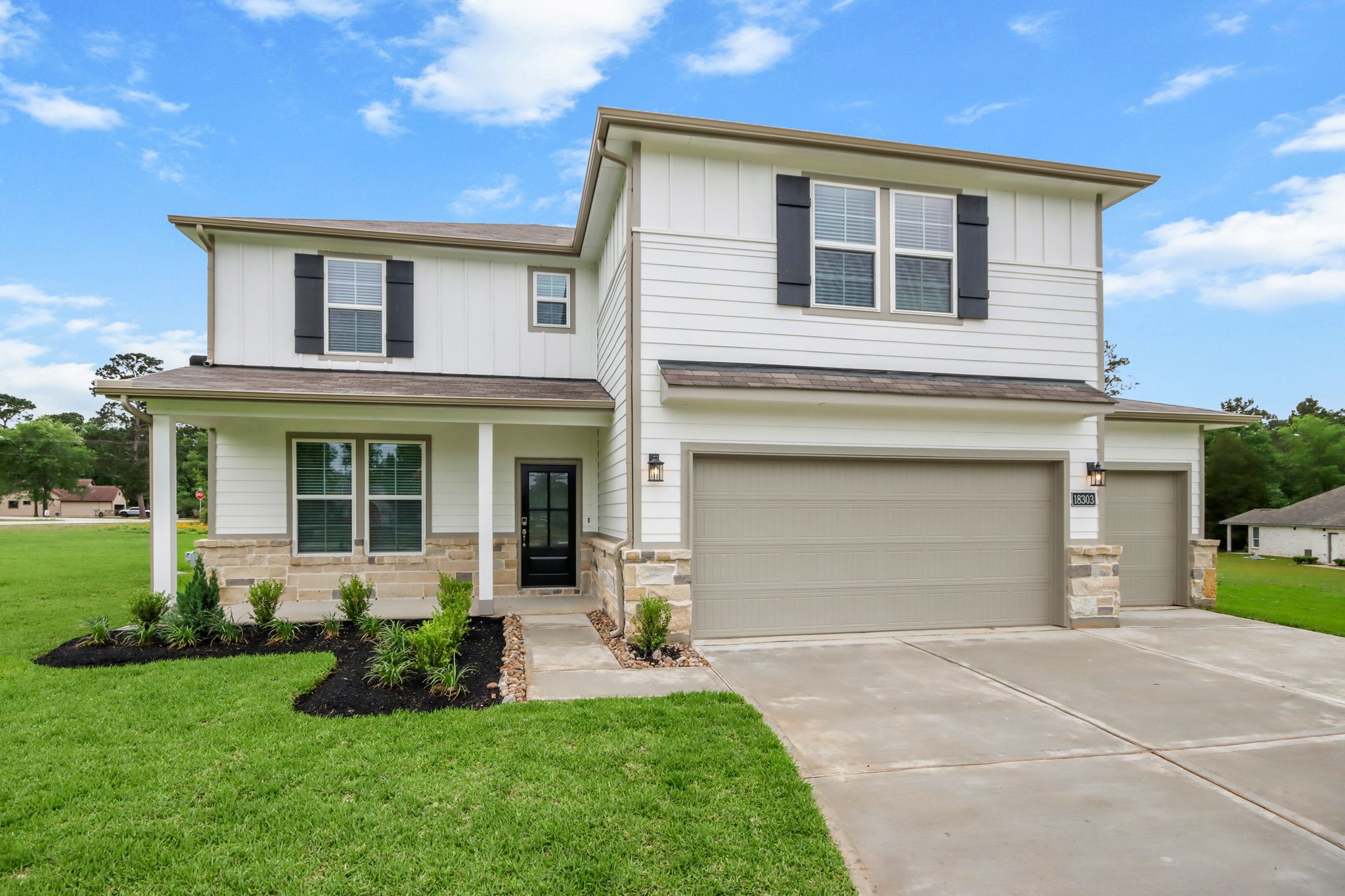 A house with a garage.