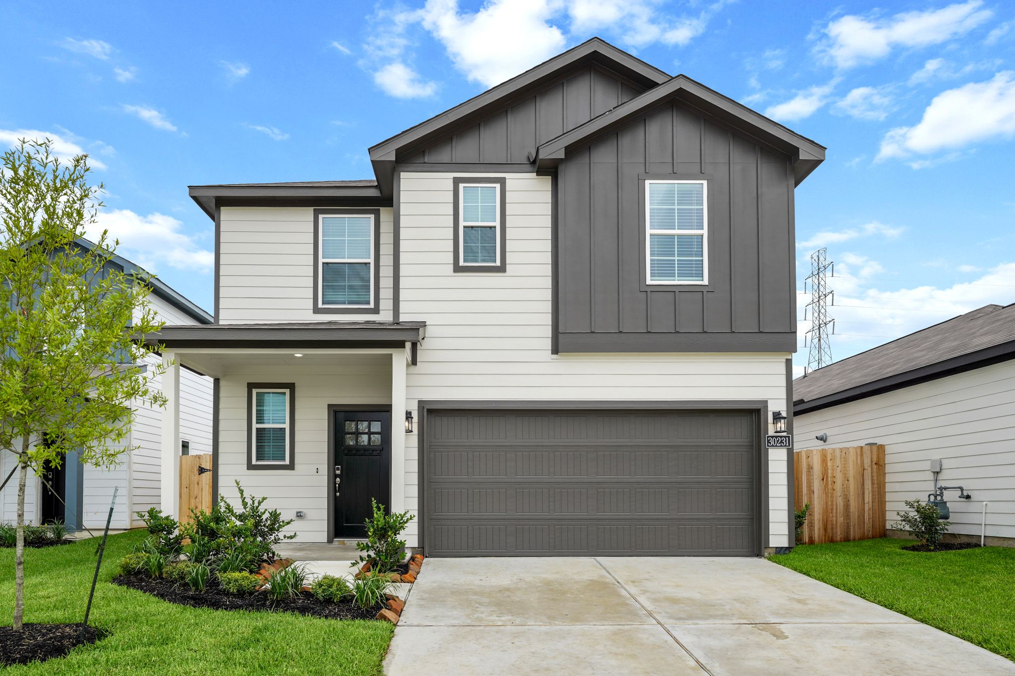A house with a garage.