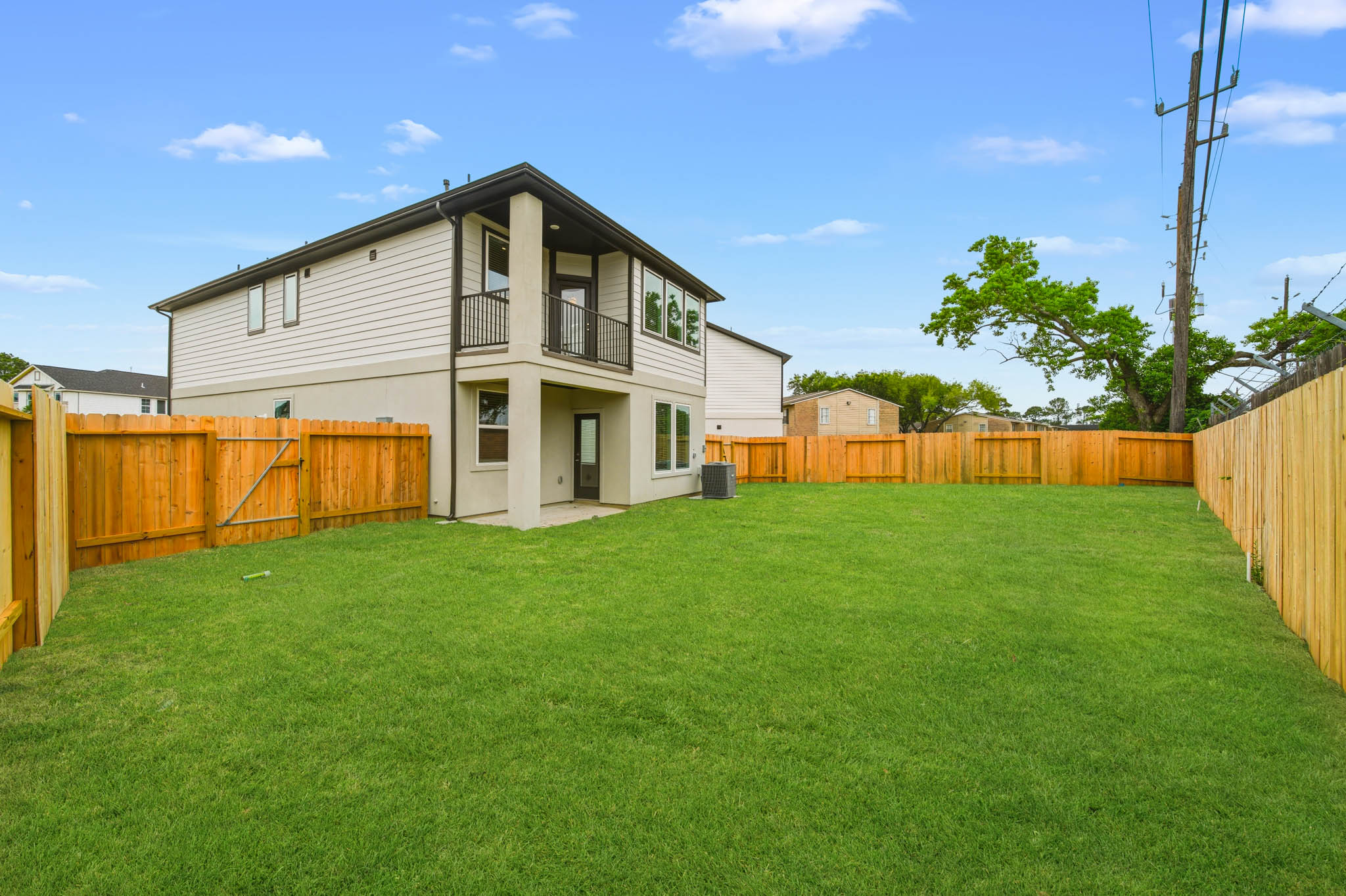 A house with a fence around it.