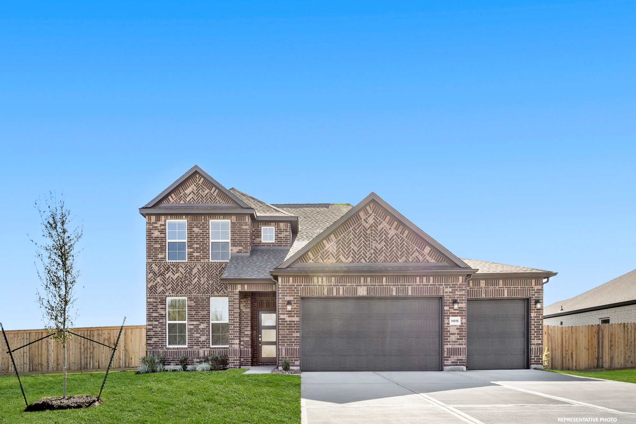A house with a garage.