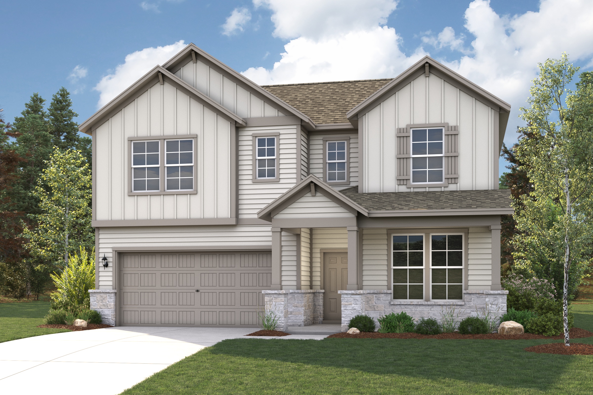 A house with a garage.