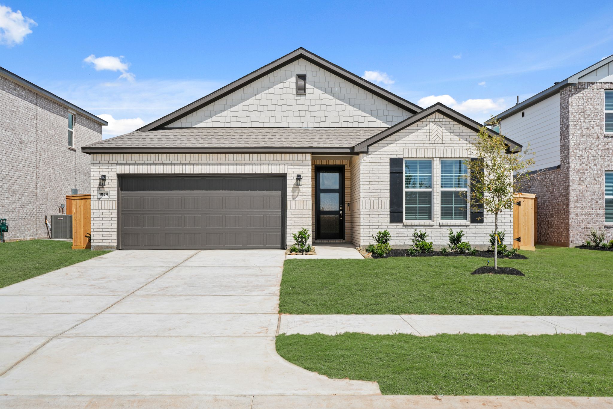 A house with a garage.