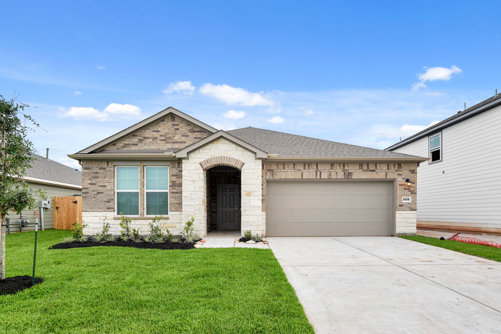A house with a garage.
