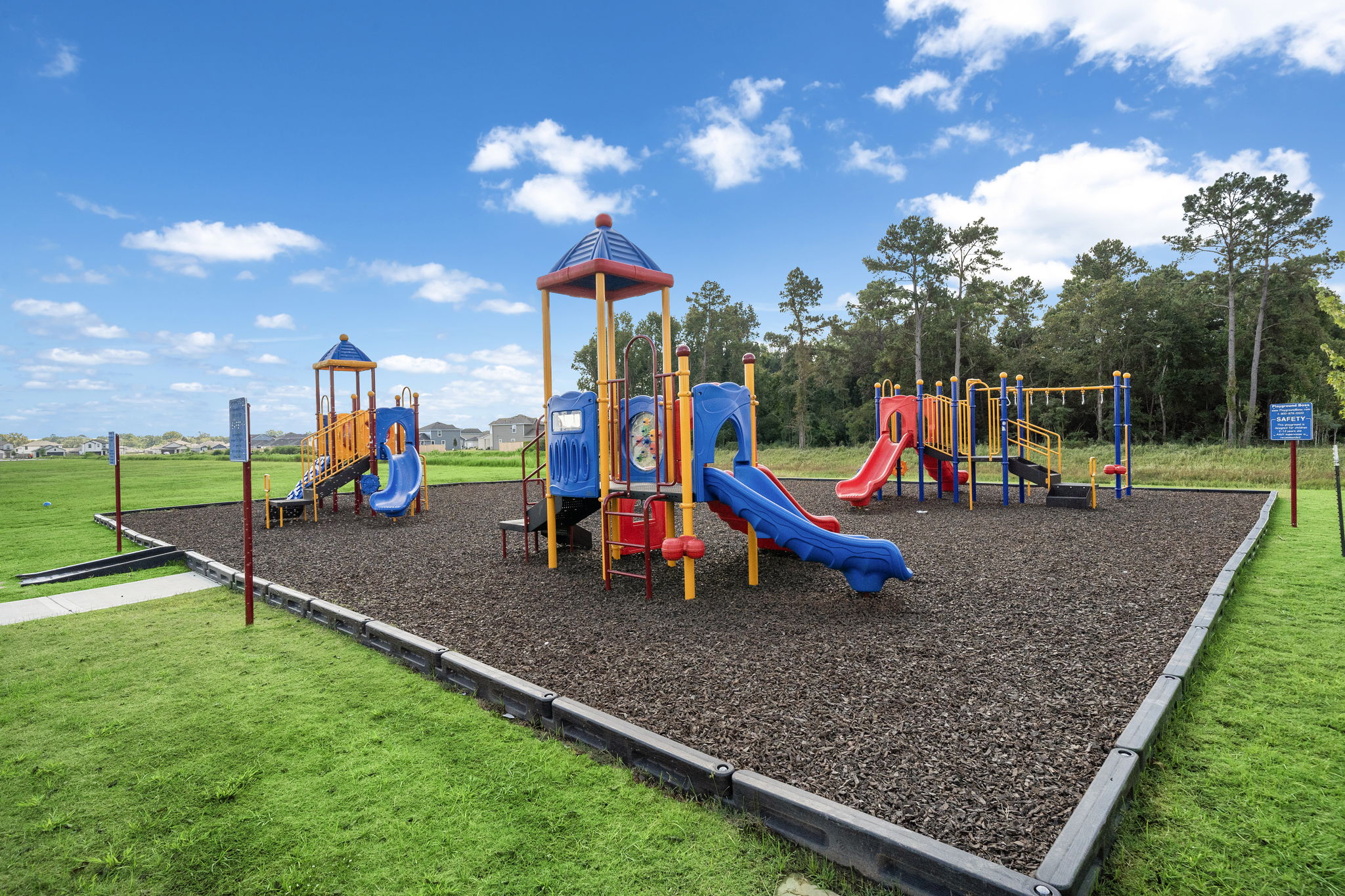 A playground with a slide.