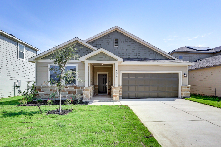 A house with a garage.