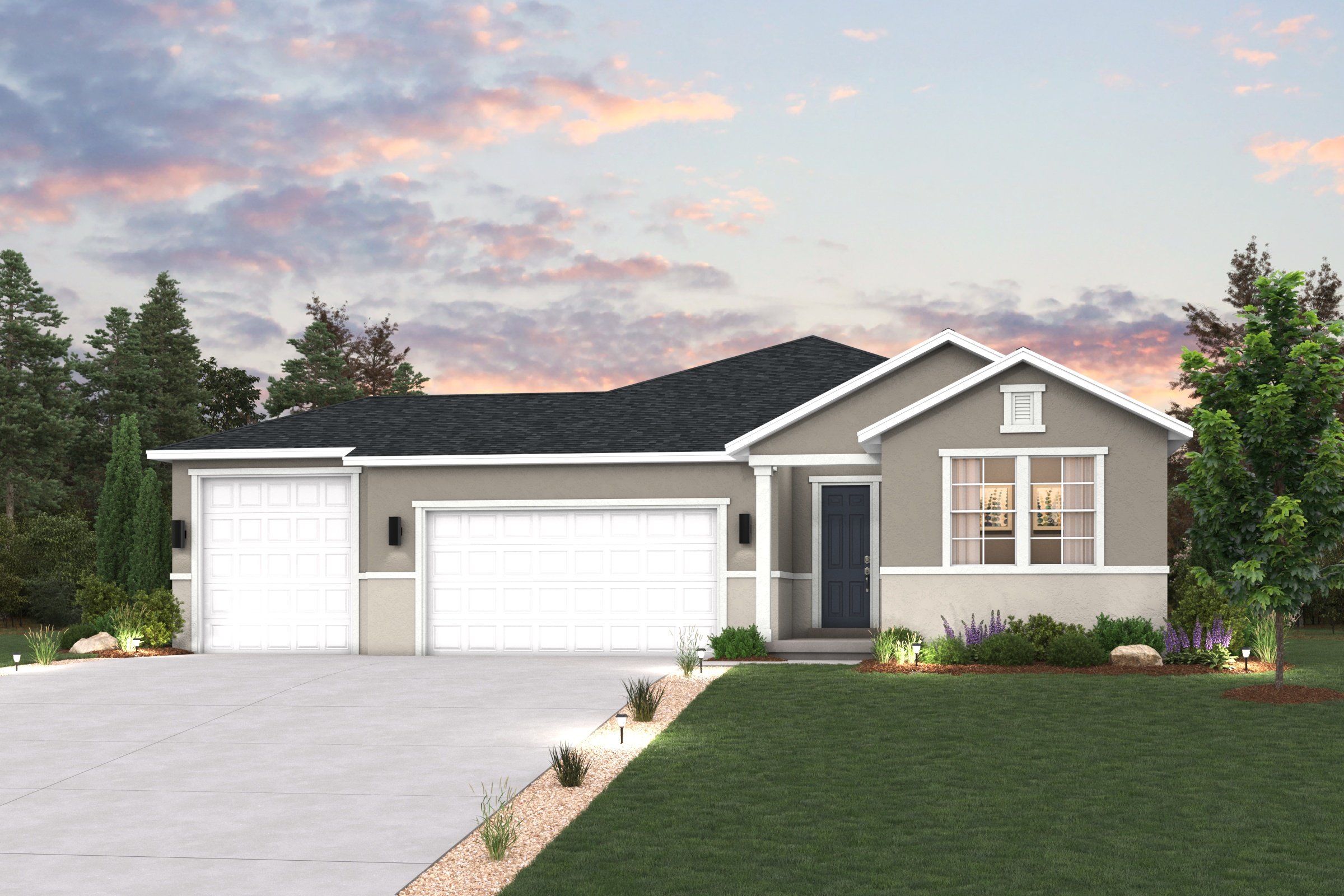 A house with a driveway.