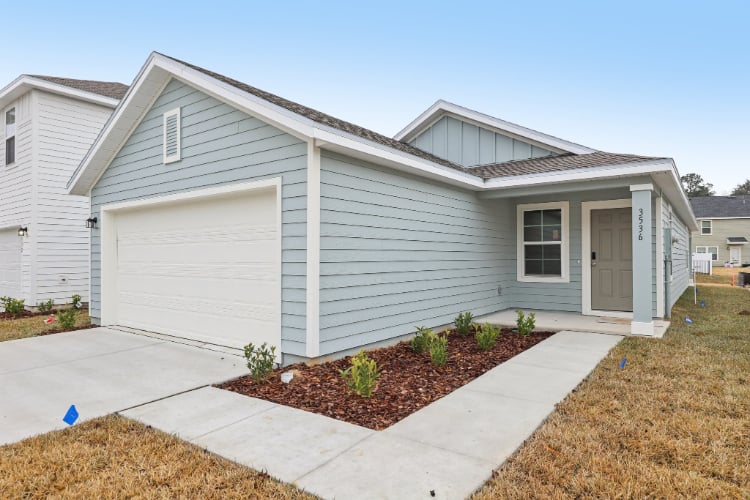 A house with a garage.