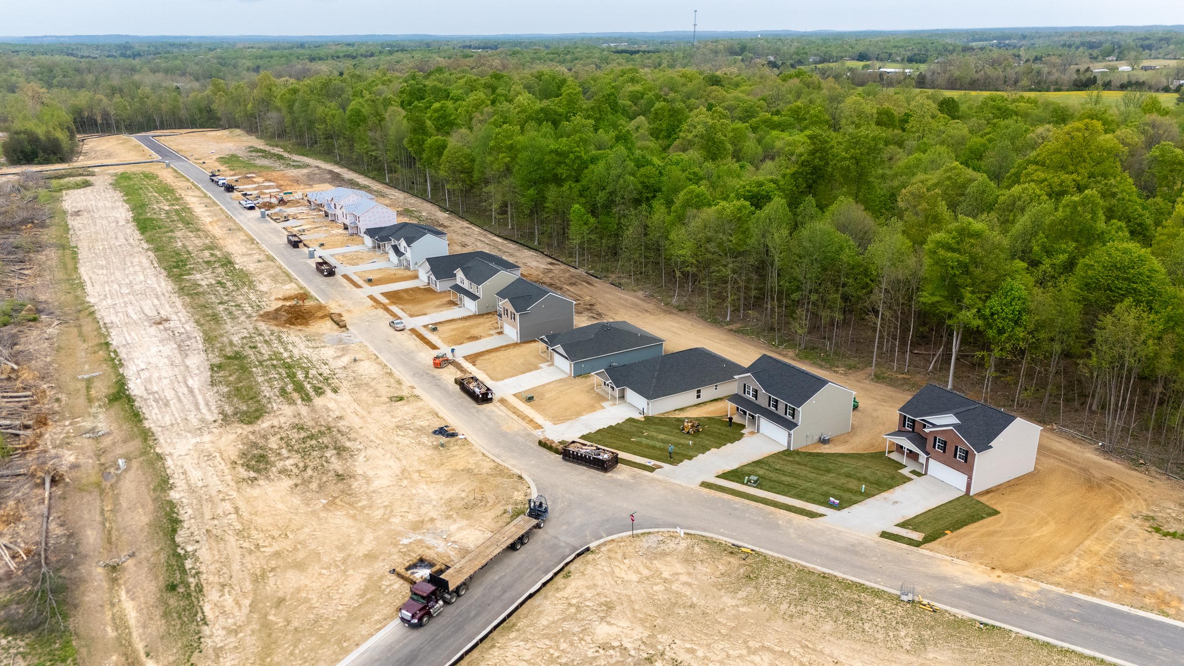 A high angle view of a farm.