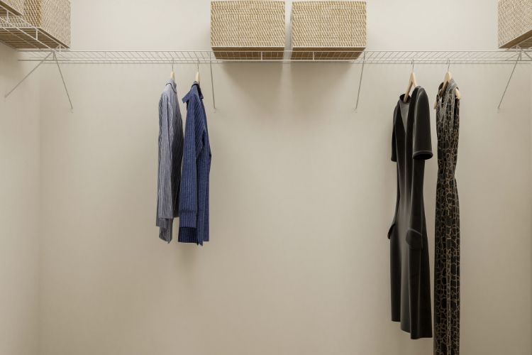 A group of clothes on a line.