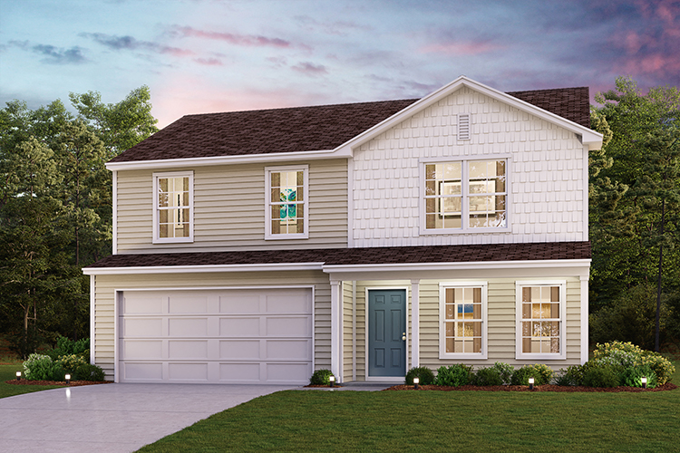A house with a garage.